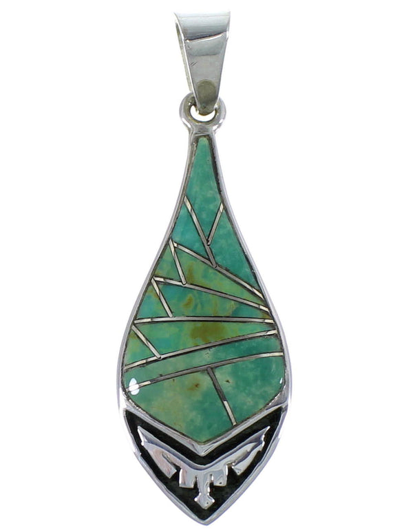 Southwest Silver Turquoise Inlay Pendant CX46667